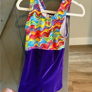 Colorful Wave Pattern Gymnastics Leotard